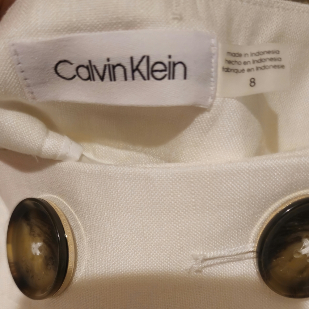 White Calvin Klein Linen Pants Sz 8 NWT - Picture 2 of 4